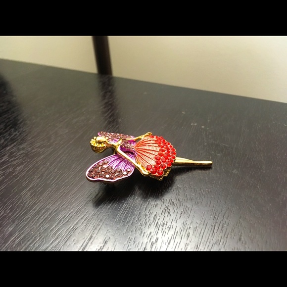 Multi Color Austrian Crystals Fairy Ballerina Dancer Enhanced Brooch Pin Pendant - Picture 8 of 14